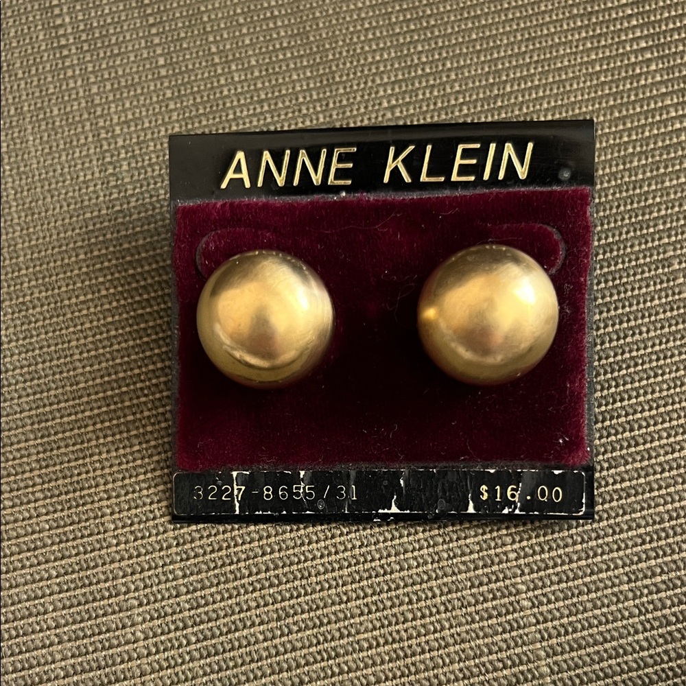 Vintage ANNE KLEIN Brushed Gold Pierced Earrings